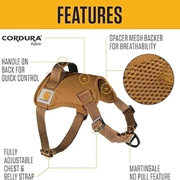NWT • CARHARTT No Pull Dog Harness w/ Reflective Accents • Various Sizes (Brown) - Picture 3 of 6